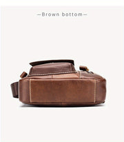 Men's & Women's Genuine Leather Crossbody Handbag - Adjustable Shoulder Strap, Multi-Compartment Vertical Messenger Bag with Lion Emblem-like Design, Top Handle & Buckle Closure, Deep Brown - Ideal Gift for Valentine's Day, F