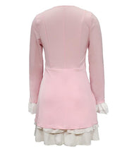 Dresses for Women 2023 Elegant Ruffle Hem Long Sleeve V-Neck Blazer Dress Button Blazer Work Formal Dresses Commuting