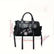 Women's Y2K Nylon Tote Bag with Detachable Strap & Charm - Black & White Beige Checkered Pocket Handbag, Golden-Tone Hardware, Zipper Closure, D-Ring Attachments - Stylish Carryall for Daily Use,, Travel (Run-Like Label Desig