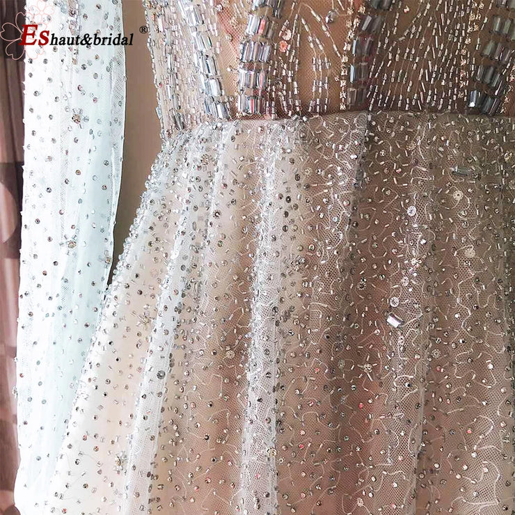 Elegant Dubai Arabic Evening Dresses for Women 2025 Long Sleeves O Neck A-Line Luxury Formal Prom Wedding Party Gowns Customized