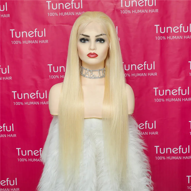 13x6 HD Transparent 613 Blonde Lace Frontal Human Hair Wigs Brazilian Straight Lace Front Human Hair Wigs Can Be Dyed Any Color