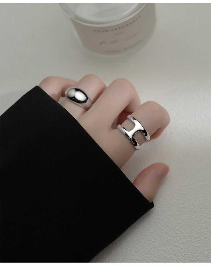 Woman Rings Silver 925 Jewelry The Letter H Gift Female Ring 2021 Trend Teens Wedding Punk Fine Jewelry For Woman Adjustable