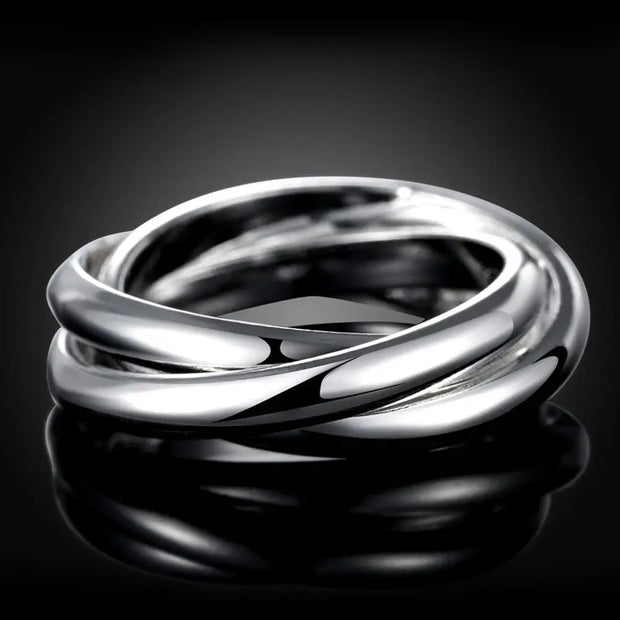925 Sterling Silver Three Round Rings For Woman Luxury Fine Jewelry Accessories Wholesale  Everything