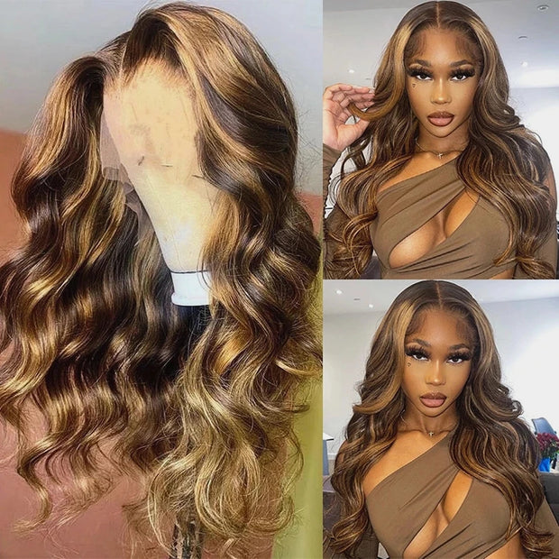 Highlight Wig 13x4 13x6 Hd Lace Frontal Human Hair Wig 30 40 Inch Honey Blonde Body Wave Lace Front Wigs For Women Natural Hair