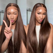 HD 13x6 13x4 Lace Frontal Wigs 100% Raw Vietnamese Chocolate Brown Straight Virgin Hair Pre Plucked Lace Front Human Hair Wigs