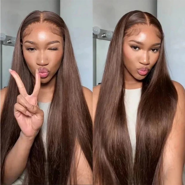 HD 13x6 13x4 Lace Frontal Wigs 100% Raw Vietnamese Chocolate Brown Straight Virgin Hair Pre Plucked Lace Front Human Hair Wigs