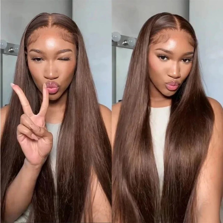 HD 13x6 13x4 Lace Frontal Wigs 100% Raw Vietnamese Chocolate Brown Straight Virgin Hair Pre Plucked Lace Front Human Hair Wigs