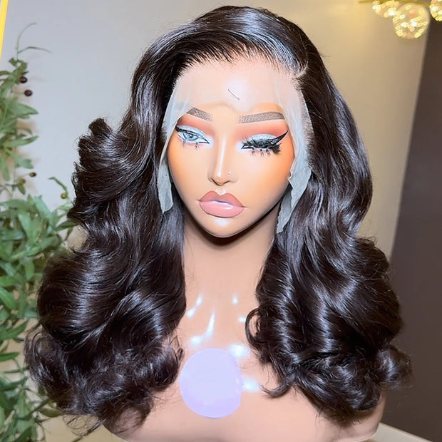 400 Density Glueless Wig Human Hair Bouncy Curly 36Inch HD Lace Frontal Wig For Women Super Double Drawn 13x6 HD Lace Front Wig