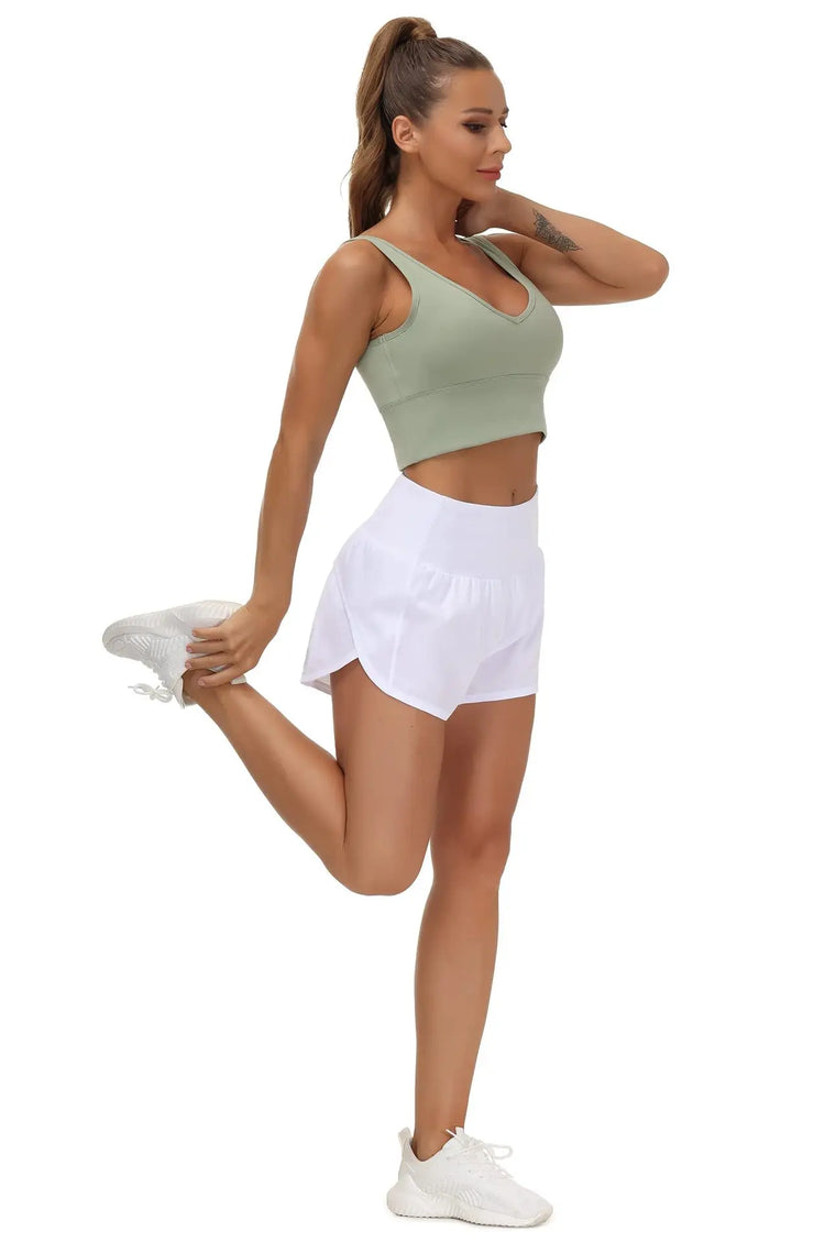 Gym Yoga Wear Sport High Waist Short Pocket Run Women Sportswear Fitness Outfi Push Up Quick Drying Summer Cycling Clothing Pink