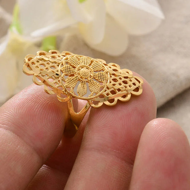 Rings for Women Gold Color Fashion Jewelry Rings Woman Girl,Wholesale Arab Jewelry Symbol of Wealth