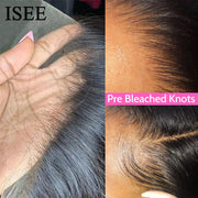 HD Lace Frontal Human Hair Wigs PreBleached Knots Preplucked Straight Lace Front Wigs For Women Brazilian Wigs On Sale ISEE Hair