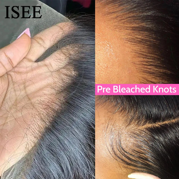 HD Lace Frontal Human Hair Wigs PreBleached Knots Preplucked Straight Lace Front Wigs For Women Brazilian Wigs On Sale ISEE Hair