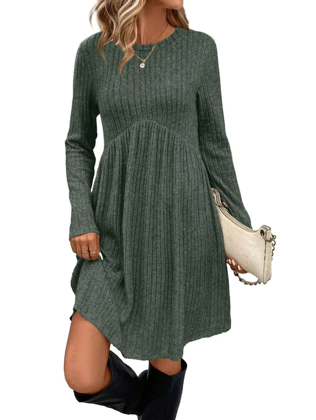 Dresses 2025 Woman Knitted Dress Slim Solid Color Simple Style Vestidos Long Sleeves All-match Casual Elegant Temperament Trendy