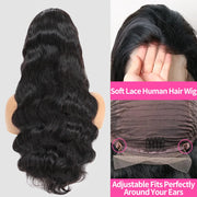 250% 13x6 Hd Frontal Body Wave Human Hair Pre-plucked Lace Brazilian Remy Straight Wave With Hd 13x4 Front Wig
