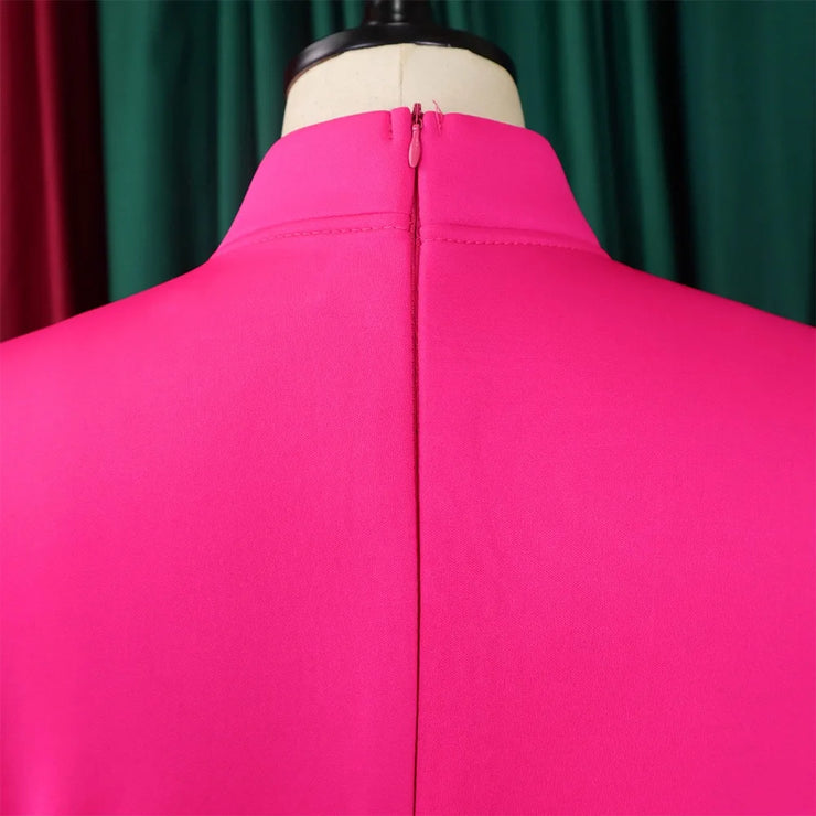 Elegant Dresses for Women Bow Collar Full Sleeve High Waisted Pleated Mid Calf Luxury Birthday Party Dinner Vestidos Mujer Dress