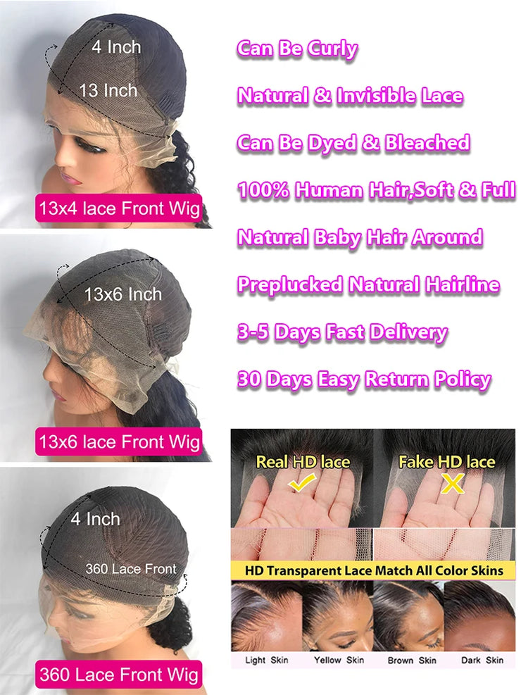 Hd Lace Wig 13x6 Human Hair Pre Plucked Curly Wig 30 40 Inch Deep Wave Frontal Wig Water Wave Lace Front Wig Brazilian Hair Wigs