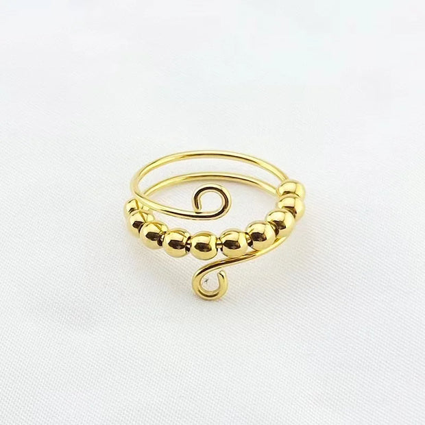 Punk Anxiety Rings For Women Men Spiral Fidget Beads Ring Nice Trend Jewelry Rotate Freely Anti Stress Stainless Steel Ring Gift