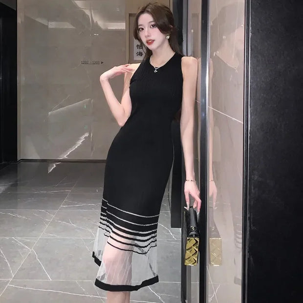 Dresses for Women Black SMidi Woman Dress Party Evening Night Club Prom Casual Youth G Fashion Summer 2025 Retro Sensual Sexy X