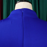 Elegant Dresses for Women Bow Collar Full Sleeve High Waisted Pleated Mid Calf Luxury Birthday Party Dinner Vestidos Mujer Dress