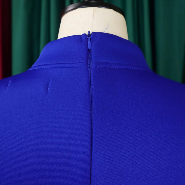 Elegant Dresses for Women Bow Collar Full Sleeve High Waisted Pleated Mid Calf Luxury Birthday Party Dinner Vestidos Mujer Dress