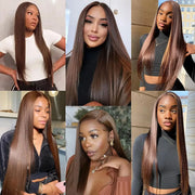 13x4 Chocolate Brown Lace Front Human Hair Wigs For Women 13x6 HD Transparent Straight Lace Frontal Wigs Colored Human Hair Wigs