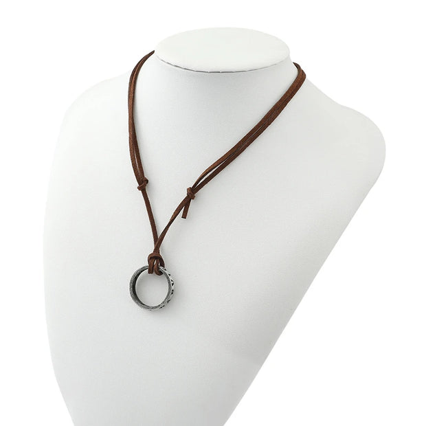 Movie Game Uncharted 4 Necklace Nathan Drake Cosplay Ring Leather Code Ancient Vintage Pendant Jewelry Prop