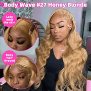 13x4 13x6 360 HD Transparent 613 Honey Blonde Color Lace Front Human Hair Wigs for Women Raw Brazilian Wavy Lace Frontal Wig