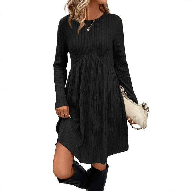 Dresses 2025 Woman Knitted Dress Slim Solid Color Simple Style Vestidos Long Sleeves All-match Casual Elegant Temperament Trendy