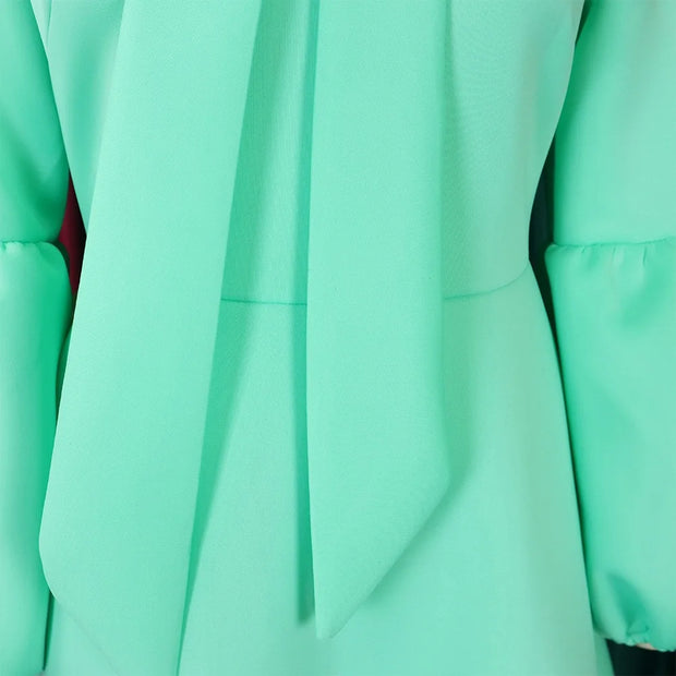 Elegant Dresses for Women Bow Collar Full Sleeve High Waisted Pleated Mid Calf Luxury Birthday Party Dinner Vestidos Mujer Dress