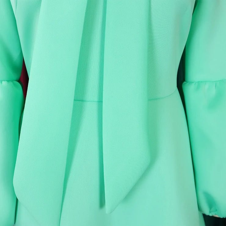 Elegant Dresses for Women Bow Collar Full Sleeve High Waisted Pleated Mid Calf Luxury Birthday Party Dinner Vestidos Mujer Dress