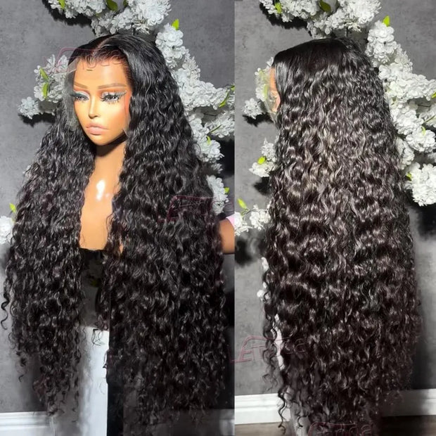 Deep Wave Human Hair Wigs 13X6 Hd Lace Frontal Wig Water Wave Lace Front Wigs Curly Brazilian Wigs 200 Density 40 Inch For Women