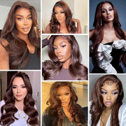 HD 13x6 13x4 Lace Frontal Wigs 100% Raw Vietnamese Chocolate Brown Straight Virgin Hair Pre Plucked Lace Front Human Hair Wigs