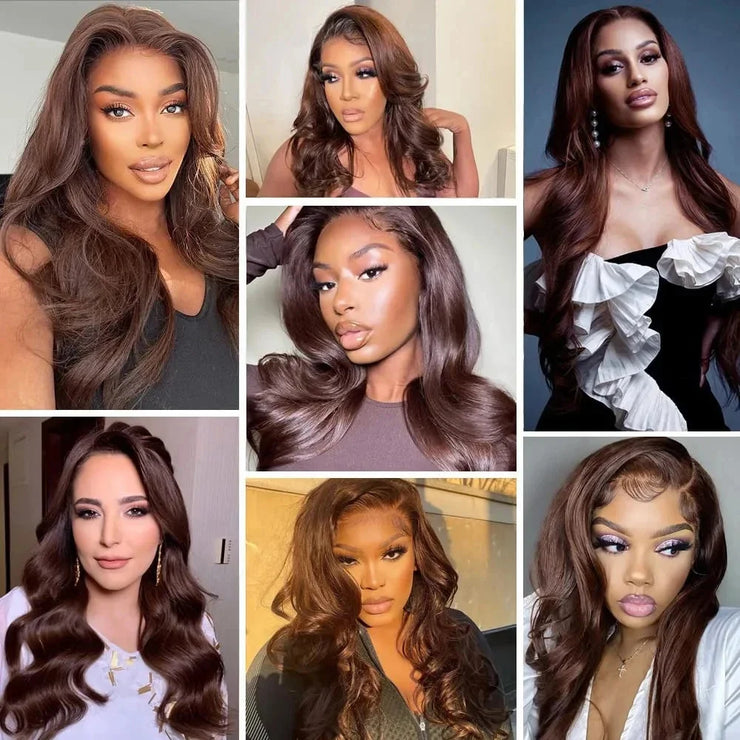 HD 13x6 13x4 Lace Frontal Wigs 100% Raw Vietnamese Chocolate Brown Straight Virgin Hair Pre Plucked Lace Front Human Hair Wigs