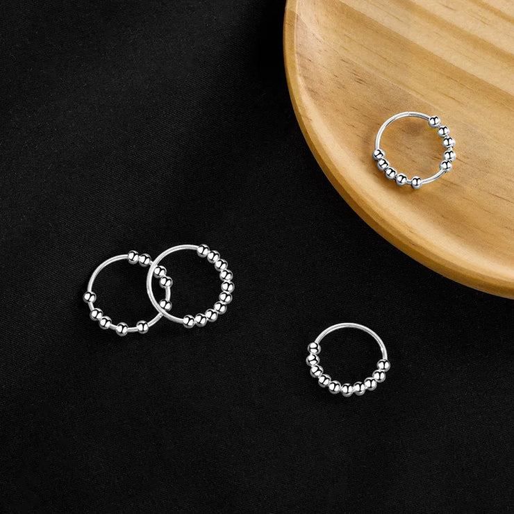 Punk Anxiety Rings For Women Men Spiral Fidget Beads Ring Nice Trend Jewelry Rotate Freely Anti Stress Stainless Steel Ring Gift