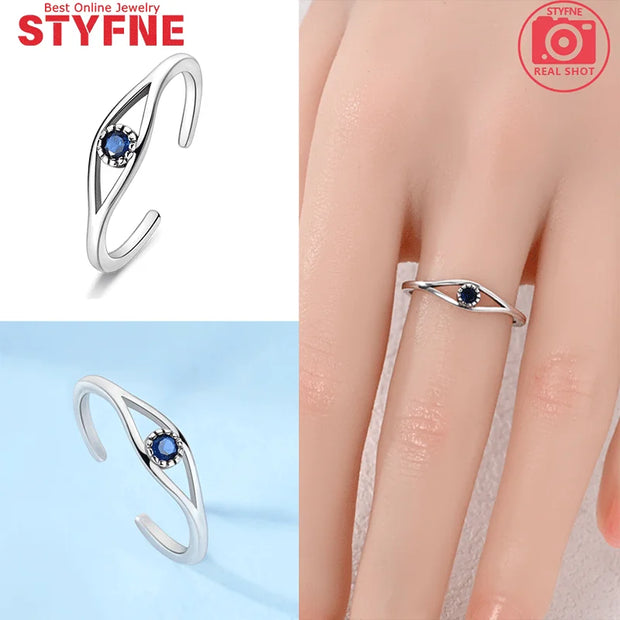 Woman Rings Blue Eye Ring 925 Sterling Silver For Women's ring Jewelry with Gift Bag