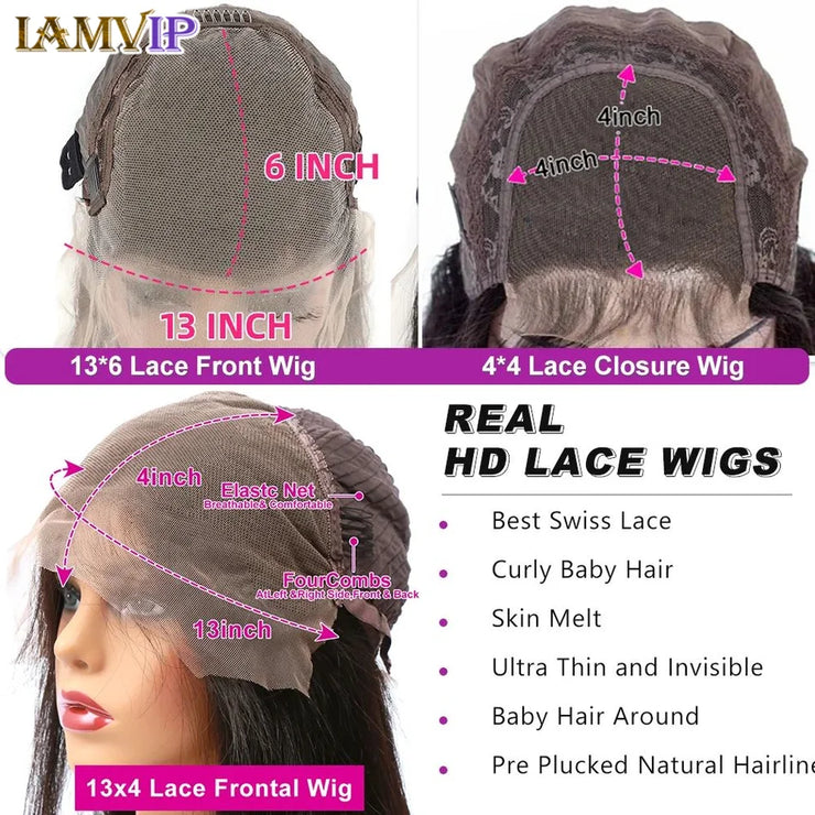 250% 13x6 Hd Frontal Body Wave Human Hair Pre-plucked Lace Brazilian Remy Straight Wave With Hd 13x4 Front Wig
