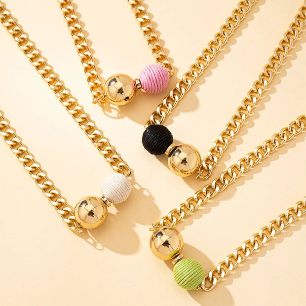 A Chain Necklace for Women, Fashionable and Simple Bead Braided Beads, a Variety of Colors Available Chain Necklaces, Suitable for Daily Wear and Vacation
