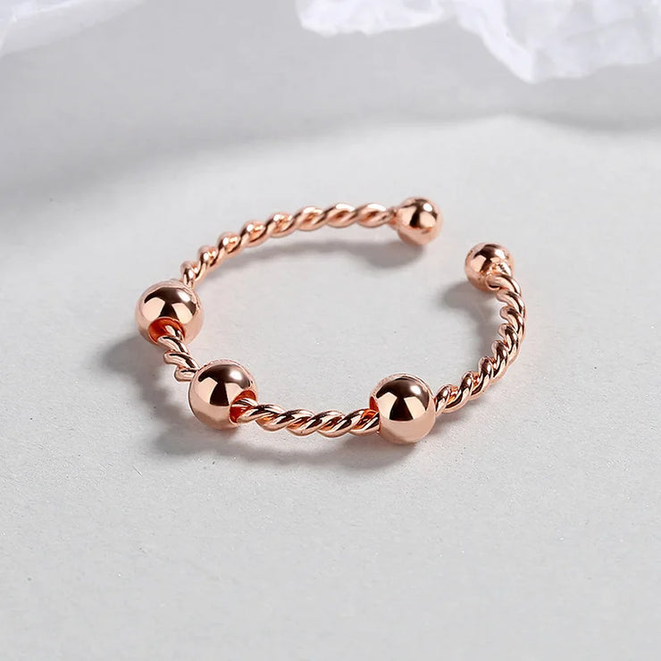 Punk Anxiety Rings For Women Men Spiral Fidget Beads Ring Nice Trend Jewelry Rotate Freely Anti Stress Stainless Steel Ring Gift