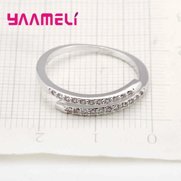Woman 925 Sterling Silver Jewelry Fashion Simple Open Design Ring Personality Female Adjustable Rings Wedding Rings for Ladies