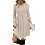 Dresses 2025 Woman Knitted Dress Slim Solid Color Simple Style Vestidos Long Sleeves All-match Casual Elegant Temperament Trendy