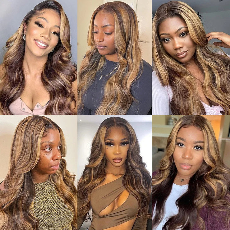 Highlight Wig 13x4 13x6 Hd Lace Frontal Human Hair Wig 30 40 Inch Honey Blonde Body Wave Lace Front Wigs For Women Natural Hair