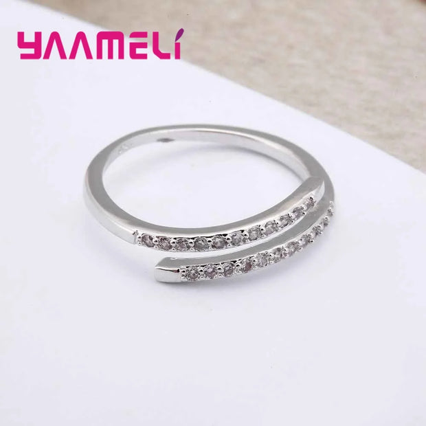 Woman 925 Sterling Silver Jewelry Fashion Simple Open Design Ring Personality Female Adjustable Rings Wedding Rings for Ladies