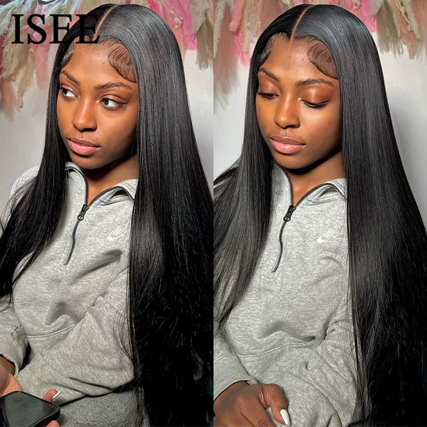 HD Lace Frontal Human Hair Wigs PreBleached Knots Preplucked Straight Lace Front Wigs For Women Brazilian Wigs On Sale ISEE Hair