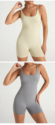 Gym Jumpsuits for Women Sport Overalls Sleeveless Fitness Yoga Suit Elastic Workout Short Bodysuit Push-up Athletic Wear