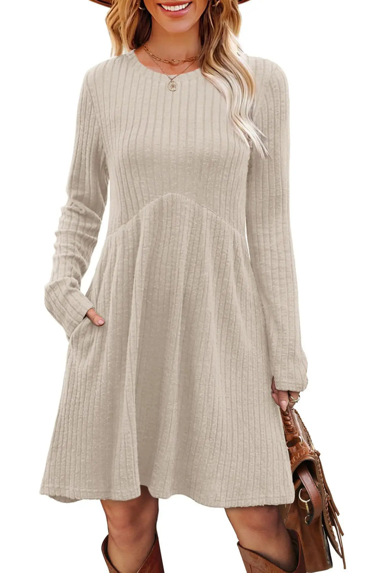 Dresses 2025 Woman Knitted Dress Slim Solid Color Simple Style Vestidos Long Sleeves All-match Casual Elegant Temperament Trendy