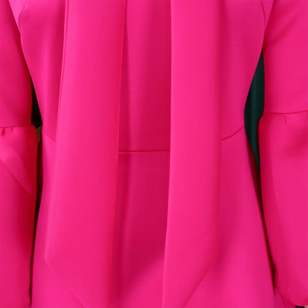 Elegant Dresses for Women Bow Collar Full Sleeve High Waisted Pleated Mid Calf Luxury Birthday Party Dinner Vestidos Mujer Dress