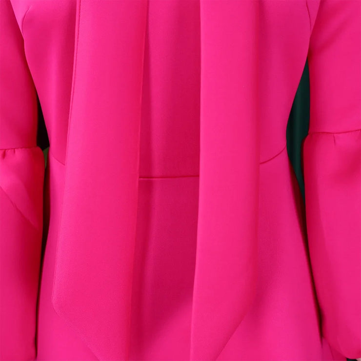 Elegant Dresses for Women Bow Collar Full Sleeve High Waisted Pleated Mid Calf Luxury Birthday Party Dinner Vestidos Mujer Dress