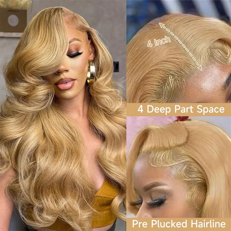 13x4 13x6 360 HD Transparent 613 Honey Blonde Color Lace Front Human Hair Wigs for Women Raw Brazilian Wavy Lace Frontal Wig