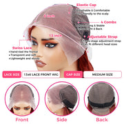 HD 13x4 Reddish Brown Body Wave Lace Frontal Human Hair Wigs Water Wave Brazilian Pre Plucked 13x6 Lace Front Wig For Women