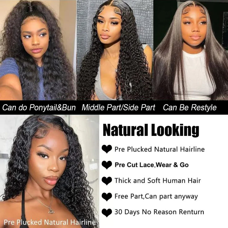 13x6 Hd Lace Frontal Wig Curly Human Hair Wigs  32 Inch Deep Wave Water Wave Lace Frontal Wigs
